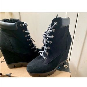 Black Suede Ankle Platform Boots.